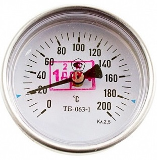 Термометр биметаллический 200° С L=60(50)