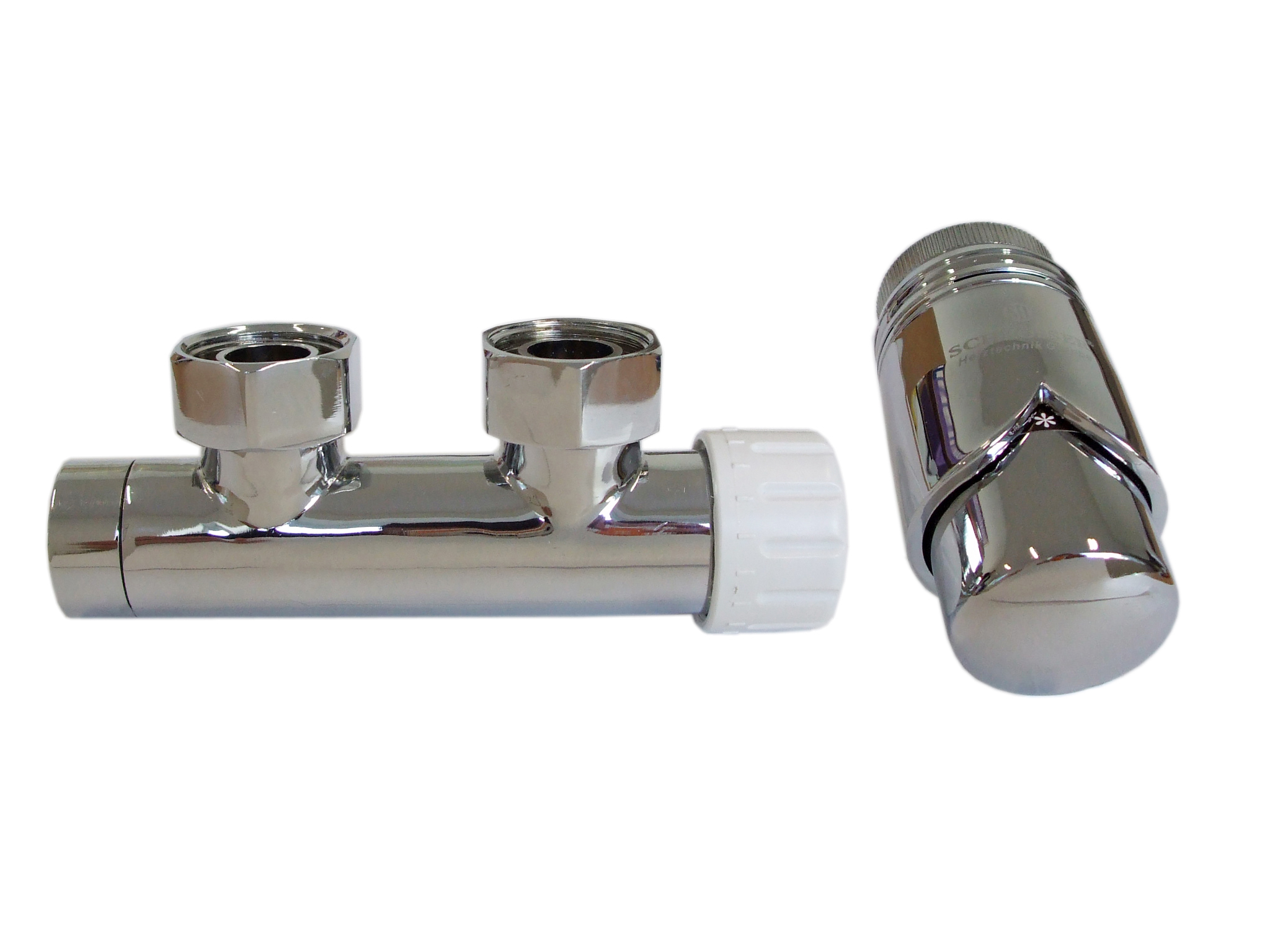 Узел подключения двойной 3/4' угловой правый + 2 Ниппеля 1/2' x 3/4' Schlosser 602100005
