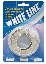 Лента бордюрная WHITE LINE 30мм-30мм, 3,35 м, белая гермет.